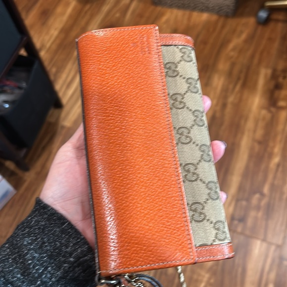 EUC GUCCI CANVAS LONG WALLET with unbranded crossbody chain - Picture 11 of 11